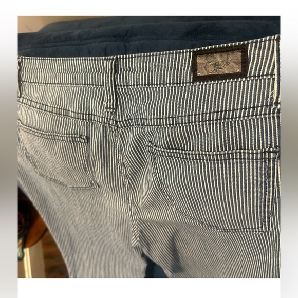 Earl Jeans Navy Pinstripe Skinny Pants | Y2K Nautical Retro Stretch Size 6 - Picture 6 of 7